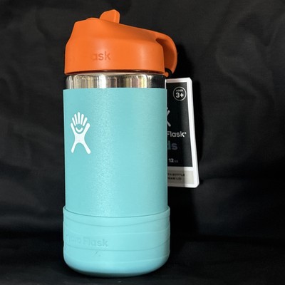 NEW HydroFladk Hydro Flask Kids 12 Oz Wide Mouth Straw Lid Water Bottle  Blue