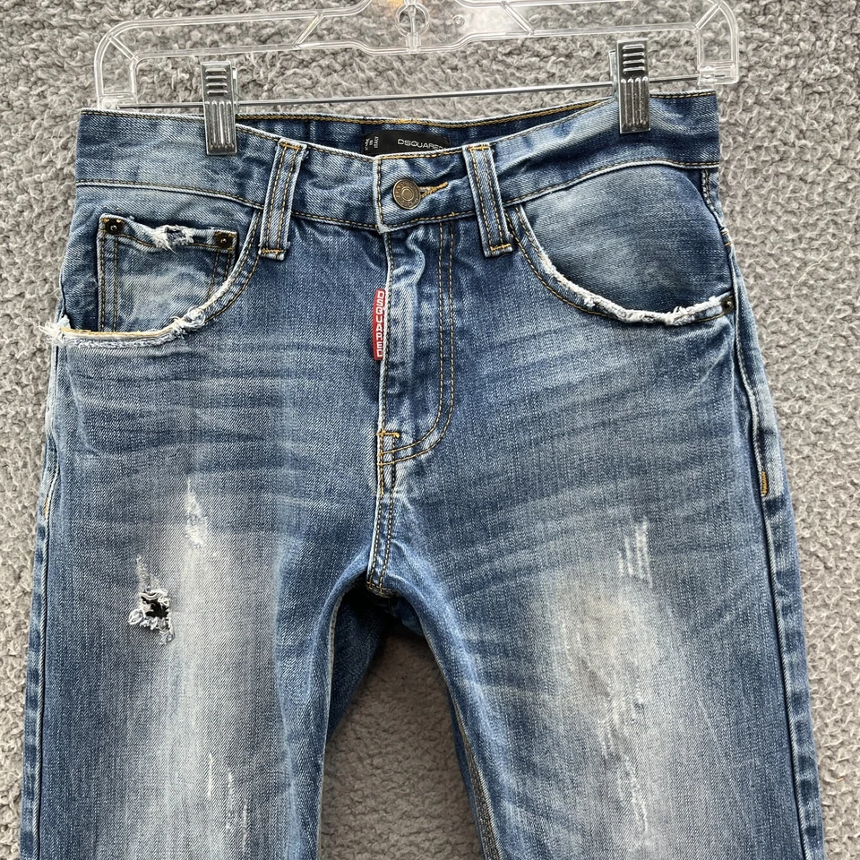 Dsquared2 Jeans Women 28 Blue Distressed Whisker Denim Babes Slim Fit Italy - Image 3 of 4