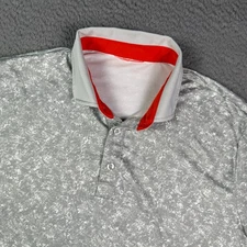 Redvanly Polo Shirt Mens M Gray Canon Digital Geometric Performance Stretch Golf