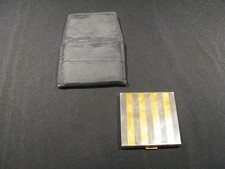 Volupte Stripes Gold Tone Make-up Case with Mirror and Pouch Vintage