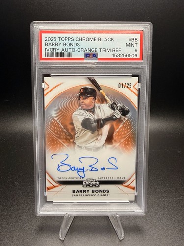 Barry Bonds [Orange Trim Refractor] #IVA-BB 2025 Topps Chrome Black Ivory Autograph card