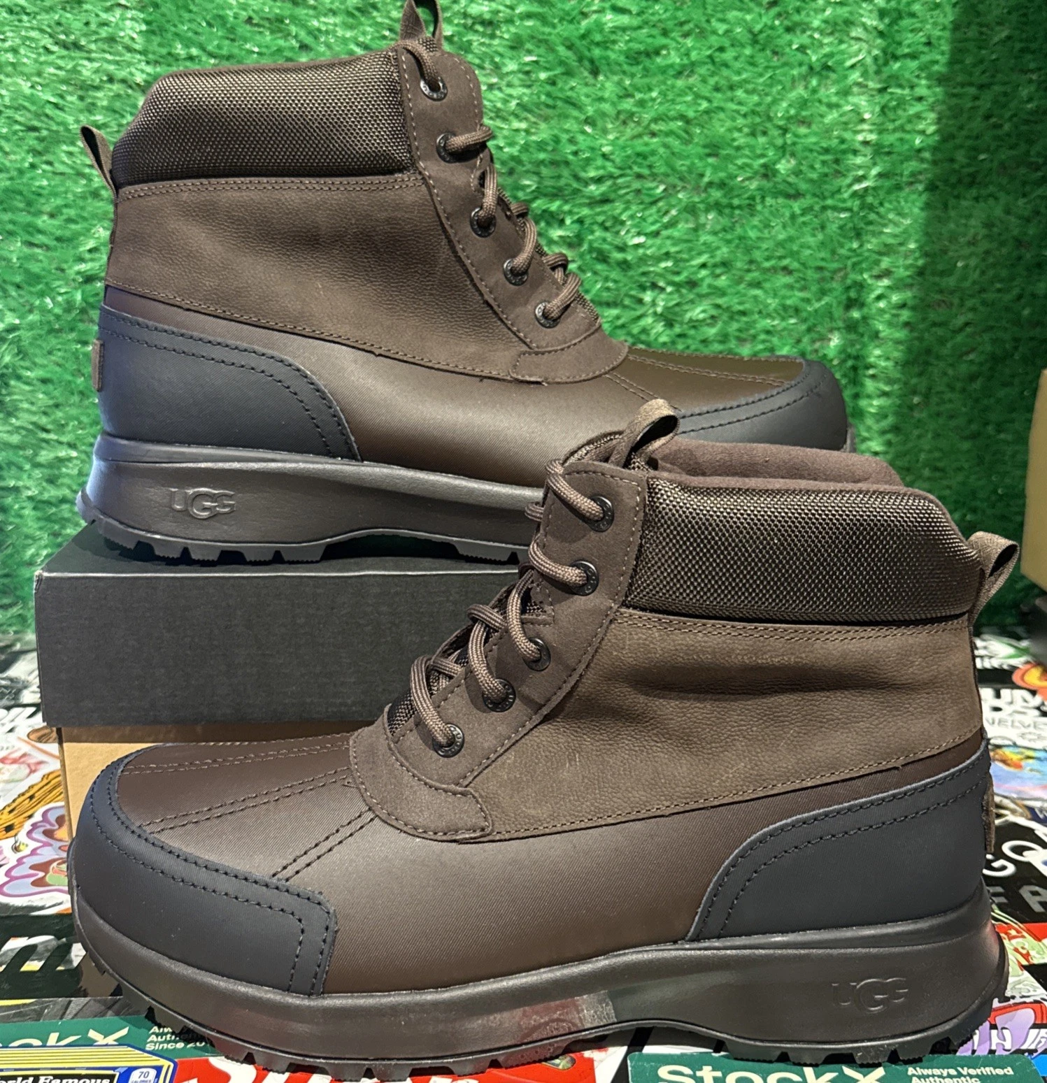 UGG Men's Emmett Duck Boot Winter Snow Leather Boots Stout Brown Size 12 NEW