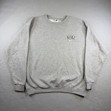 Vintage 90s Nike Crewneck Sweatshirt Made In USA Gray L Swoosh Sweater Spellout