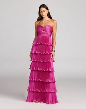 Mac Duggal 49981 9949981P Pink Pleated Charmeuse Strapless Tiered Ruffle 10
