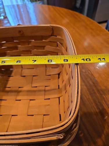 2003 Gerald Henn Square Splint Basket with Swivel Handle Copper Grommets 9 Inch - Picture 5 of 6