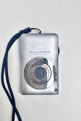 SILVER Canon PowerShot SD1300 IS 12.1 MP 4x Zoom Digital Camera Tested & Working