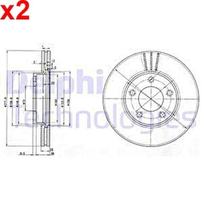 2X DELPHI Bremsscheibe Für MAZDA 3 5 BP4Y-33-25XB