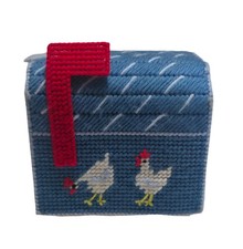 Needlepoint Chicken Mailbox Tissue Box Cover Farmhouse Cottage