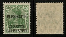 ALLENSTEIN IV ** nicht ausgegebene 20 Pf. gr&uuml;n Aufdruck PLEBISCITE OLSZTYN Yv.5a