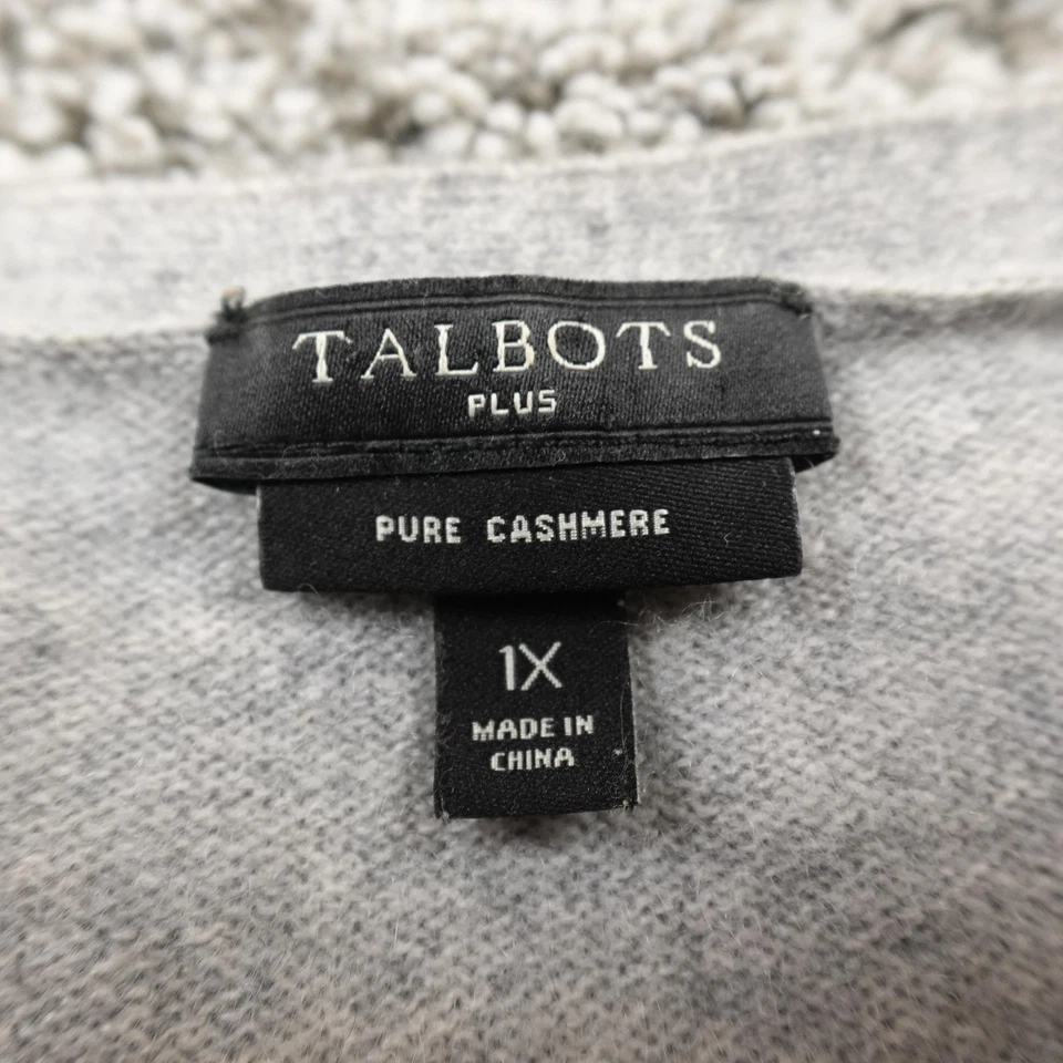 Suéter Talbots Para Mujer 1X Gris Cachemira Cuello en V Pullover Acogedor Plus Manga Larga Foto 4 de 4