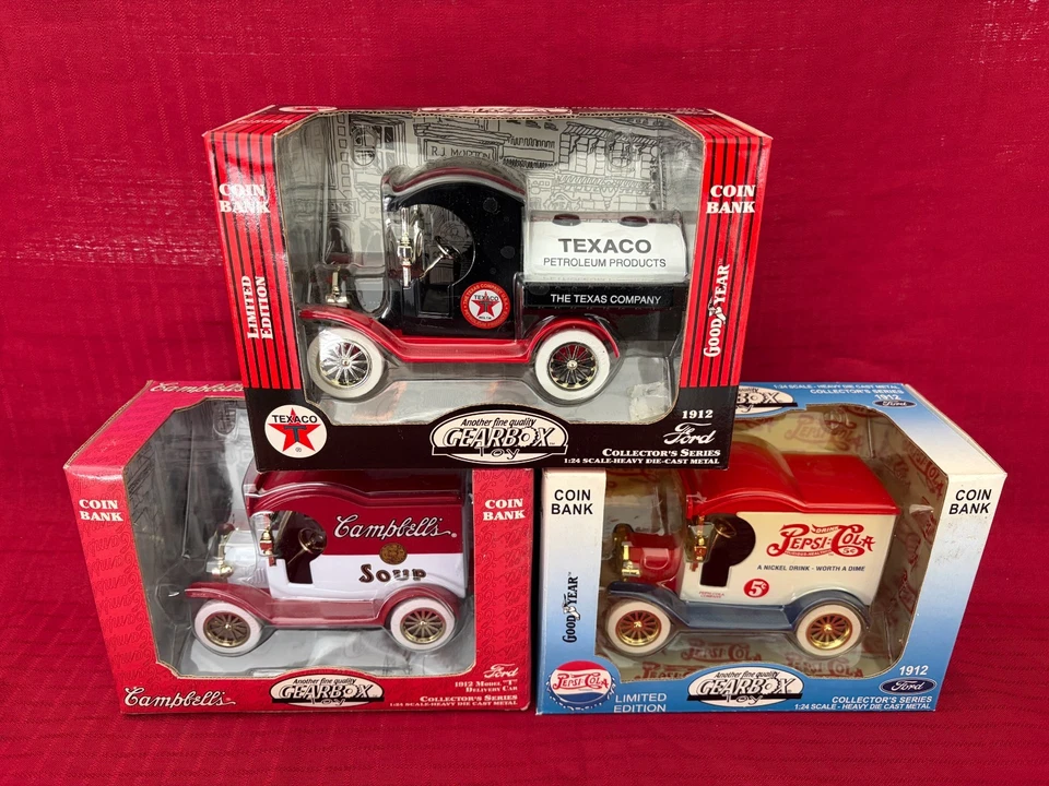 1912 Ford Pepsi Cola Texaco & Campbells Gearbox Toys Die Cast Coin Bank NEW A+++ - Image 2 of 4