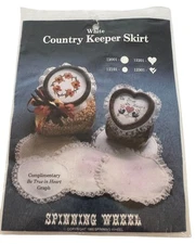 Spinning Wheel Cross Stitch Pattern White Country Keeper Skirt Jar Lid Cover Top
