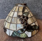 Vintage Leaded Stained Glass Pennan Lamp Shade  5" Tall Grape Cluster Motif