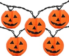 Halloween Pumpkin Wired Lights Outdoor Orange Halloween Decorations - 8.5ft