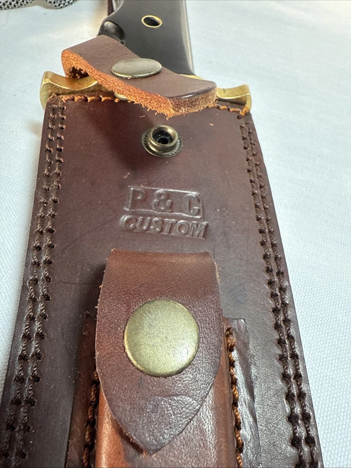 P &C Customs 14 3/4” Damascus Steel Fighting Knife W/ Sheath Peter Lugo Miami - Image 2 of 4