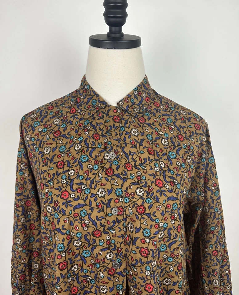 Camisa DOCKERS Vintage Años 90 Para Mujer L Bronceada Británica Estampado Floral Abotonada Preppy Foto 3 de 4