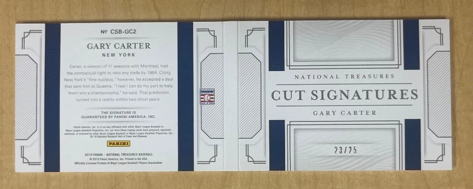 National Treasures CSB-GC2 2019 Gary Carter corte automático folleto de cheques/25 Kodak Kid Foto 3 de 3