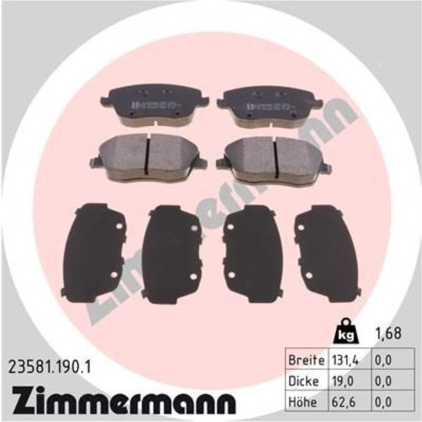 Zimmermann BremsbeläGe Bremsbelegsatz Vorne FüR VW Polo Skoda Fabia II-image