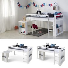 Lit Enfant Superposé Mezzanine 90x200 Bois Bureau Sommier à Lattes Homestyle4u