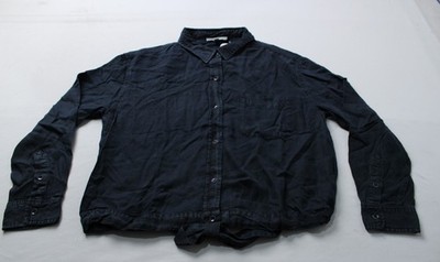 Pale Sky Women's Akala Tie Front Button Down Shirt JK5 Navy Blue Medium NWT