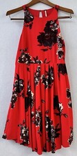 Free People Mini Dress Floral Red Sleeveless Dressy Pockets Colorful Size 4