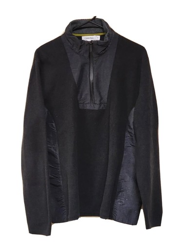Calvin Klein pull over Mens Large L Black Solid Zipper Long Sleeve - Picture 2 of 9