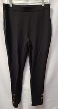 Chico's black spandex stretch faux buttoned hem pull on Capri 1R/8R