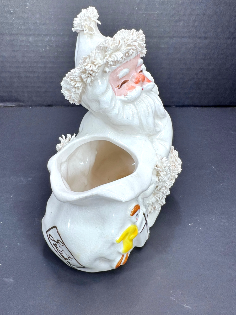 油彩　ぺんぺん草 Vintage NAPCO White Santa Planter/Figurine with Spaghetti