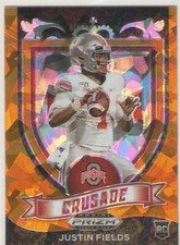 JUSTIN FIELDS ROOKIE 2021 PRIZM CRUSADE ORANGE CRACKED ICE 163 CHICAGO BEARS