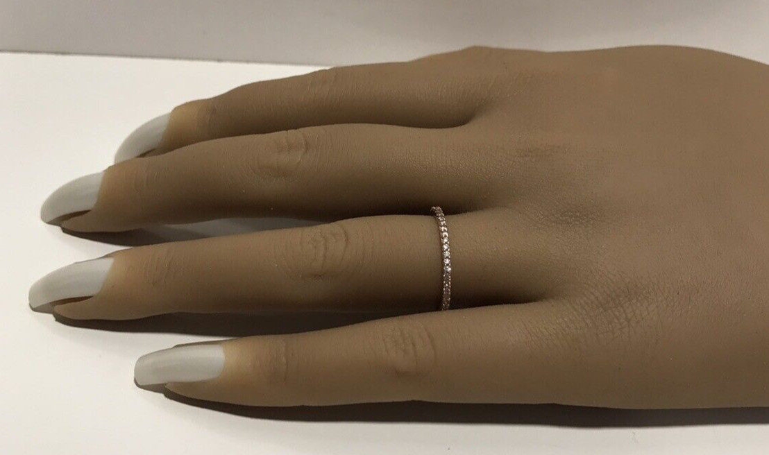 Solid Sterling Silver Rose Gold Stackable CZ Ring… - image 2