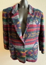 VTG East West Sz Large Aztec Southwest Men's Wool Blazer Jacket EUC Geometric