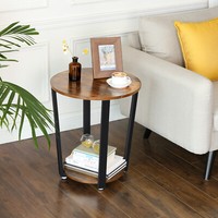 Couchtische Beistelltisch Kaffeetisch Rund Sofatisch Eisengestell 1Ablage LET57X