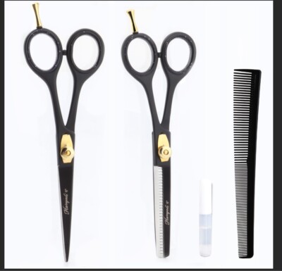 Profi Friseurschere Öl Haare schneiden und ausdünnen mit Kamm NEU