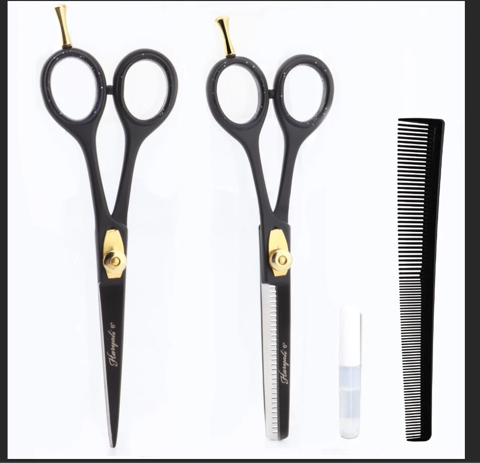 HARYALI LONDON Forbici Parrucchiere Professionali Olio Taglio Capelli e Diradamento con Pettine NUOVO