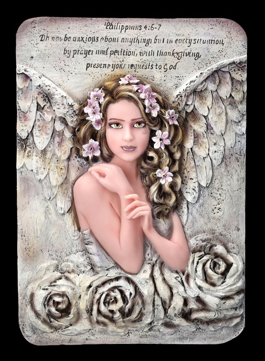 Jessica Galbreth Fantasy Wall Relief Angel, Hand-Painted, Polyresin, 29cm
