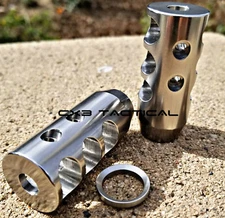 .308 Stainless Steel Competition Muzzle Brake 5/8-24 TPI 7.62x51 NATO Crush Wash