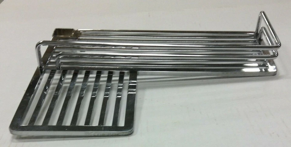 Puerta delantera contemporánea cromada mayordomo en forma de L estante repisa cesta  Foto 2 de 4