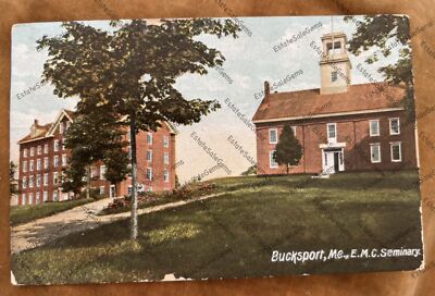 antique 1908 postcard Bucksport Maine E.M.C. Seminary buildings