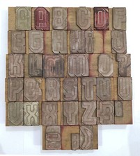 35 Letterpress wood/wooden Hand-carved Matrices for type typography English WMT1