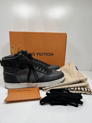 Louis Vuitton Trainer Sneaker Rivoli Boot High Top US 8.5 Mens Monogram Eclipse