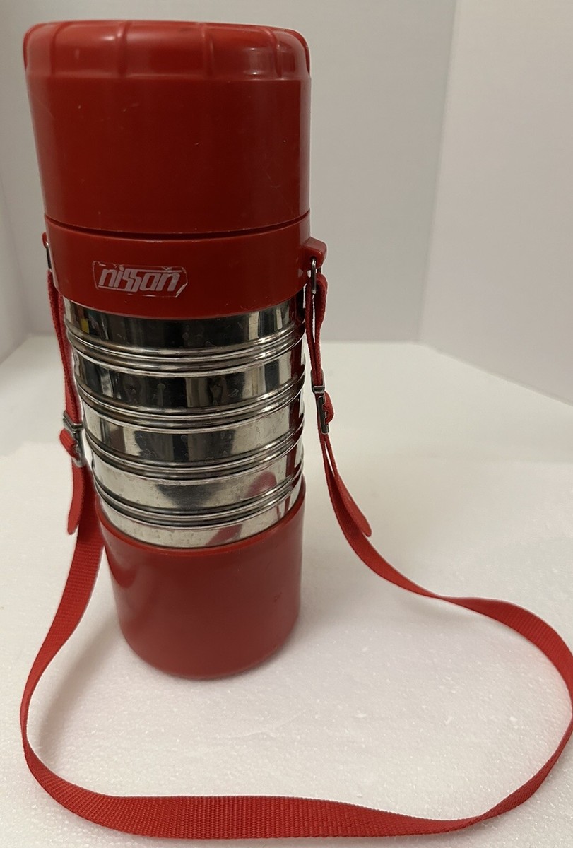 Vintage Nissan Vacuum Flask Thermos Red Aluminum Nippon Sanso