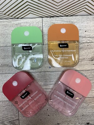 4 B pure Hand Sanitizer Cucumber Mint,Watermelon, Salted Caramel, Caramel Apple 