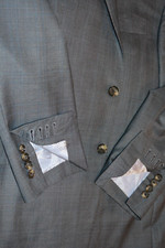 2595 Hickey Freeman Wool Silk Custom Slate Gray Prince of Wales Suit 42R 36W