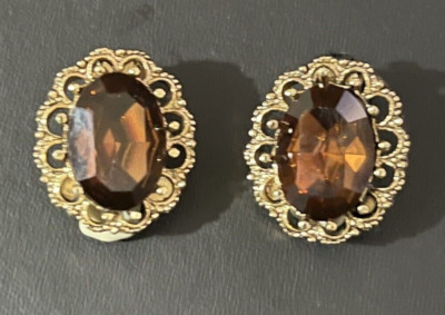 Vintage signed Ciner  rhinestone clip on earrings fashion unique