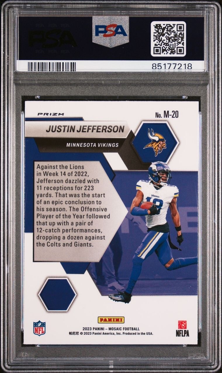 2023 Mosaic No Huddle Justin Jefferson Silver Disco Vikings Pop 1 PSA 9 💎🔥 view 3