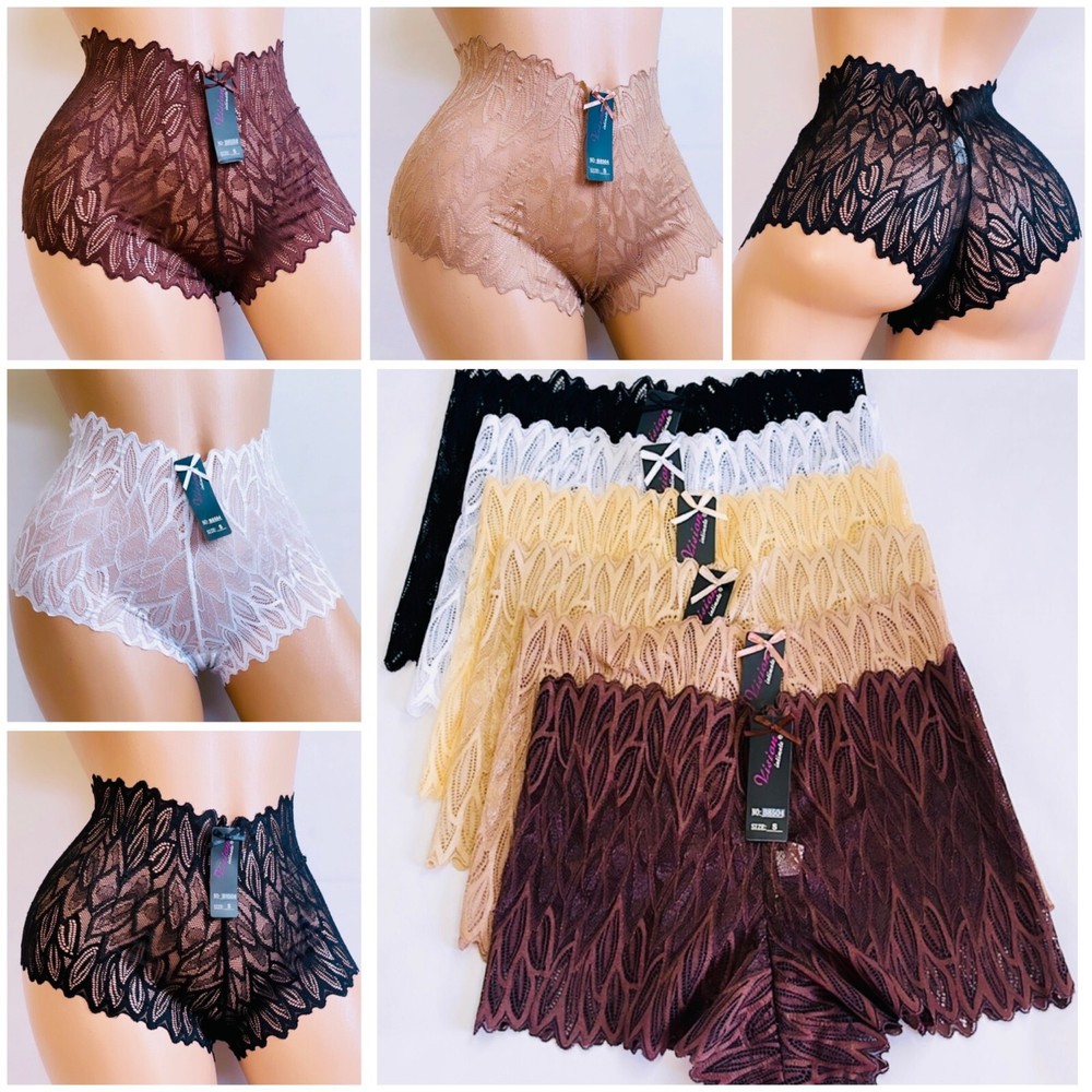 3-6 Pack Women's Sexy Lace Boxer Shorts Bikini Panties Briefs Knickers 504  