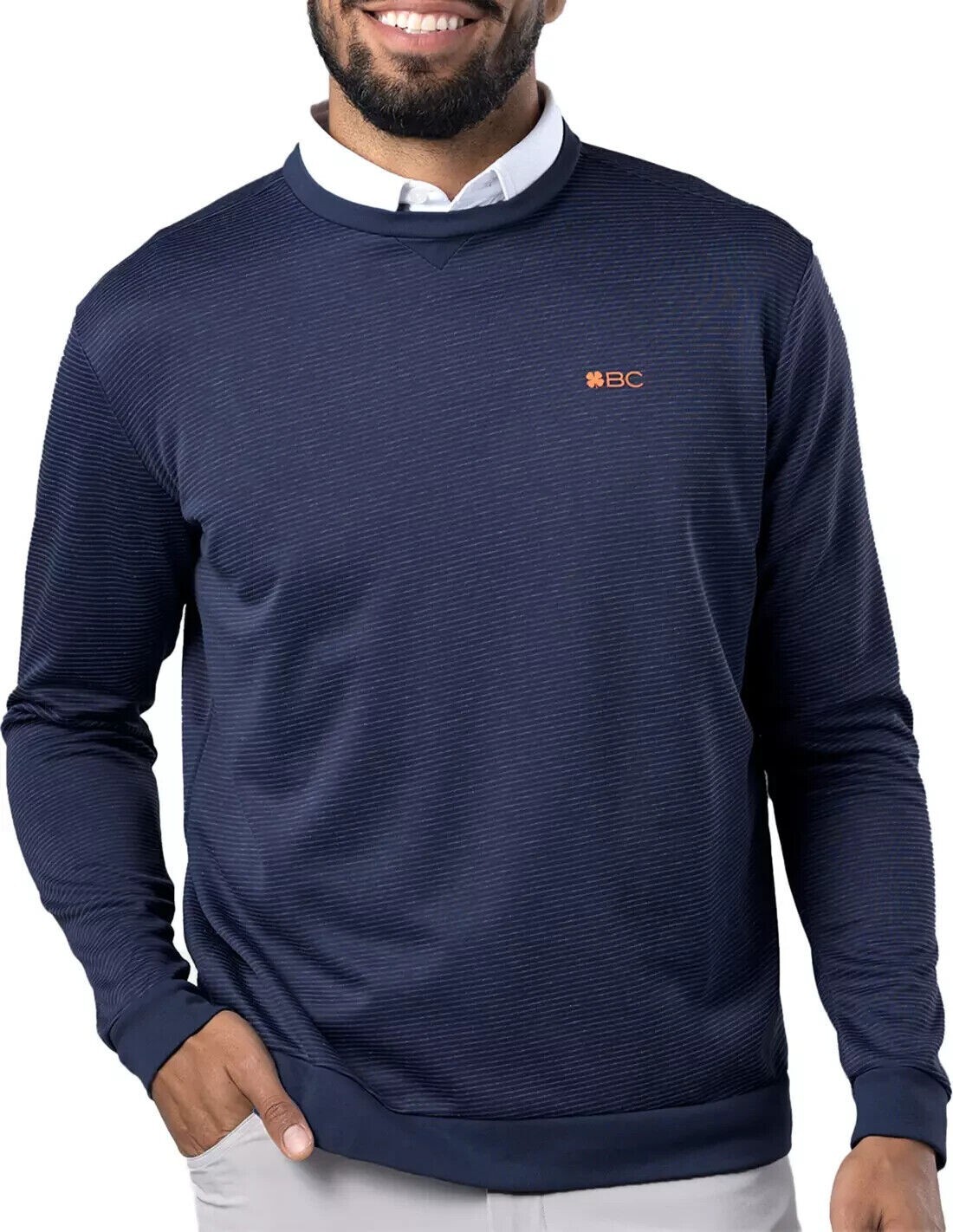 Black Clover NEW Mens Dri Balance Rebel Crew Striped Golf Pullover