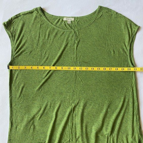 Max Studio Top L Green Sleeveless Asymmetrical Rayon Stretch Slit Lightweight - Picture 5 of 21