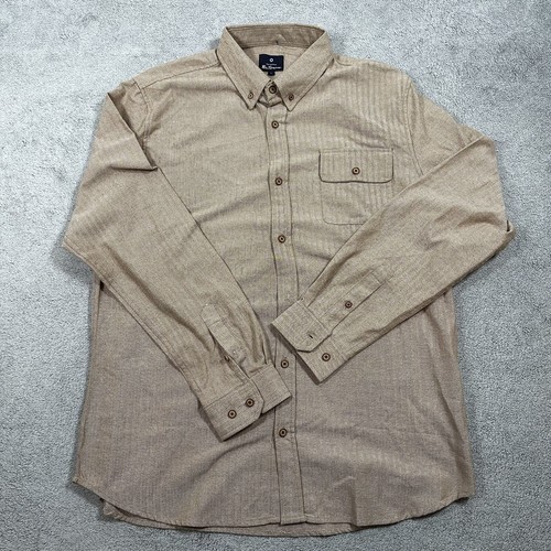 Ben Sherman Men’s Shirt Large Warm Ivory Cotton Button Down - Picture 3 of 9