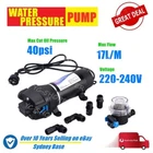 240V Diaphragm Water High Pressure Pump 40PSI 4.5GPM 17L/min Caravan Boat Marine